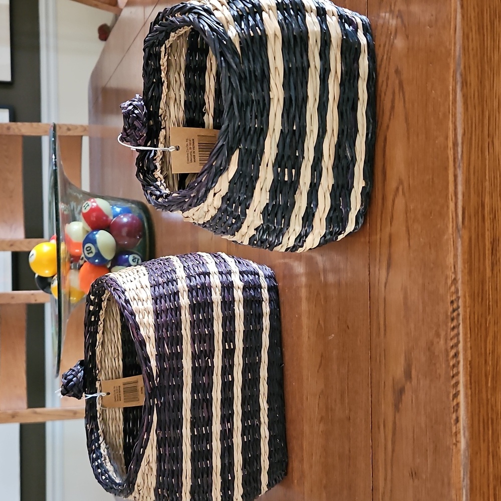 Seagrass Baskets Co-op Hand-woven Natural NWT 9.25" & 7.5"